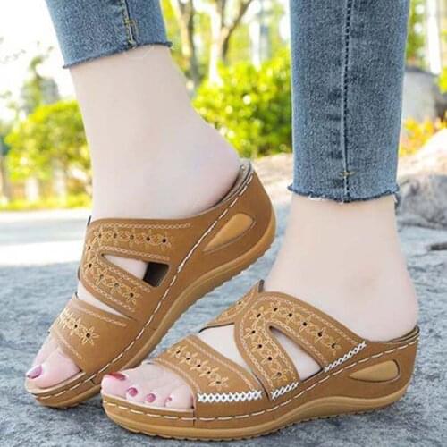 2021 Womens Shoes New Fashion Womens Sandals Peep-Toe Shoes Woman Slip On Platfroms Flat Casual Shoes Female Wedges For Women