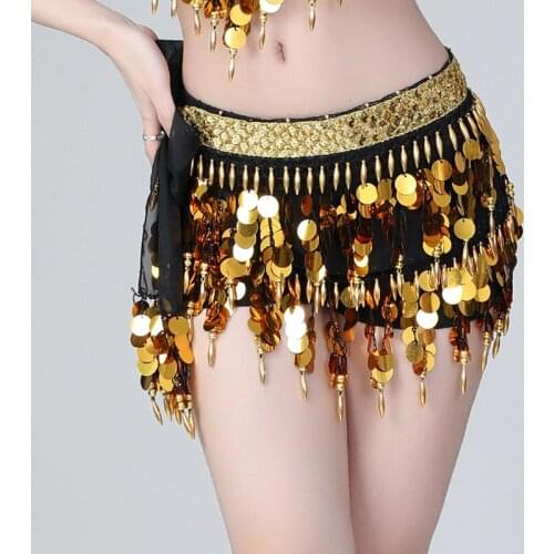 Hip Scarf Belly Dance Belt Sequins Coins Waistband Transparent Yarn Beads Fringes Dance Accessories Oriental Dance Woman