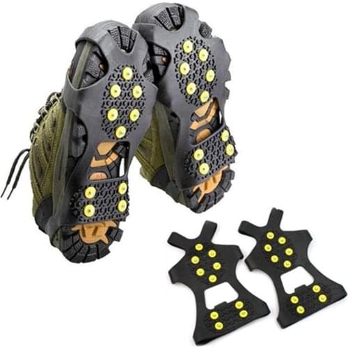 1Pair 10 Studs Anti-Skid Snow Ice Climbing Shoe Spikes Grips Crampons Cleats Overshoes Cleats Chain Claws Grips shoes crampon