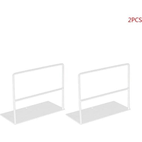 1 Pair Wrought Iron Bookends Book Support Simple Desktop Office Magazine Stand 4X7E