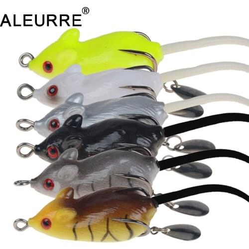 1Pcs 3D Eyes Soft Mouse Bait Bells Sound 5.5cm 9.5g fishing lure Frog Silicon Artificial Set Sea Swim Bait