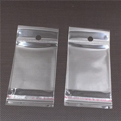 1000pcs Transparent Waterproof and Dustproof Hanging Hole Self-Adhesive opp bag Pakaging Jewelry/Craft Clear Display Opp Bag