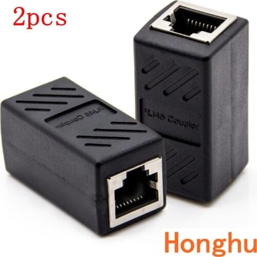 2pcs RJ45 Connector Cat7/6 Ethernet Adapter Network Extender Convertor Extension Cable for Ethernet Cable Female to Fem