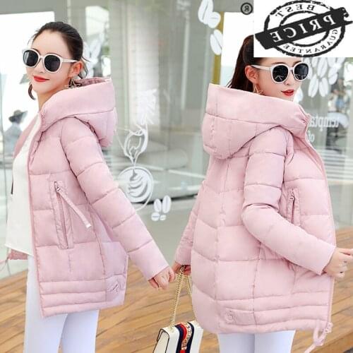 2021 New Winter Jacket Women Slim Parkas Hat Hooded Ladies Long Coat Cotton Padded Solid Female Tops Abrigo Mujer LWLa25
