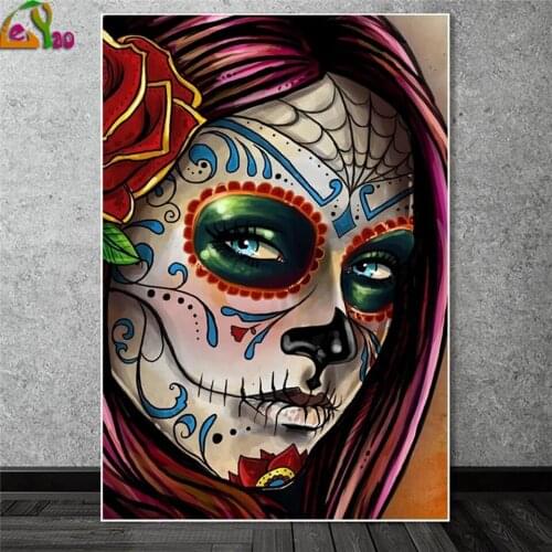 5d Diamond Painting Abstract Tattoo Skull Woman Face Mosaic Full Square Drill Home Decor Diy Diamond Embroidery Handmade Craft