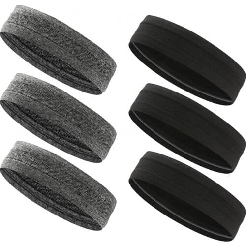 6Pcs Sports Headbands Women Men Sweat Wicking Sweatbands with Anti-Slip Strips Yoga Headband Fitness Workout Sports Hair Bands
