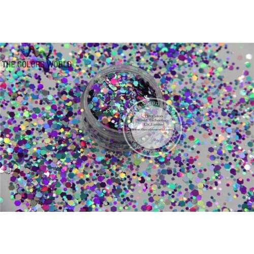 AL781-142 Mix Holographic Colors Hexagon shapes Glitter for nail art and DIY decoration