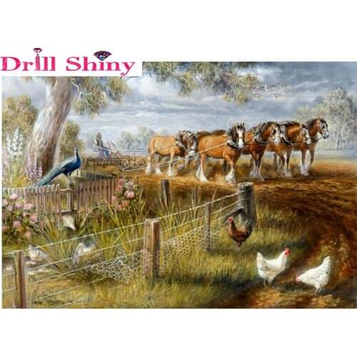 DIY diamond painting square diamond five horse farm horse diamond embroidery acupuncture painting 3D cross stitch set home dec