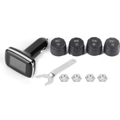 Car TPMS Tire Pressure Monitoring System Cigarette Lighter With 4 External Sensors