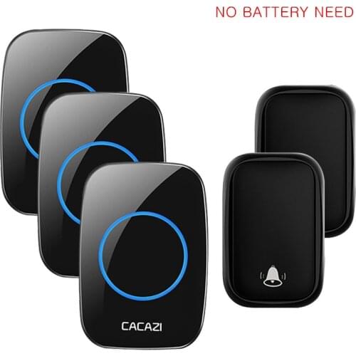 CACAZI Self Powered Doorbell Wireless No Battery Required Button 2 Receiver Us Uk Eu Plug Au Adapter Home Call Door Bell