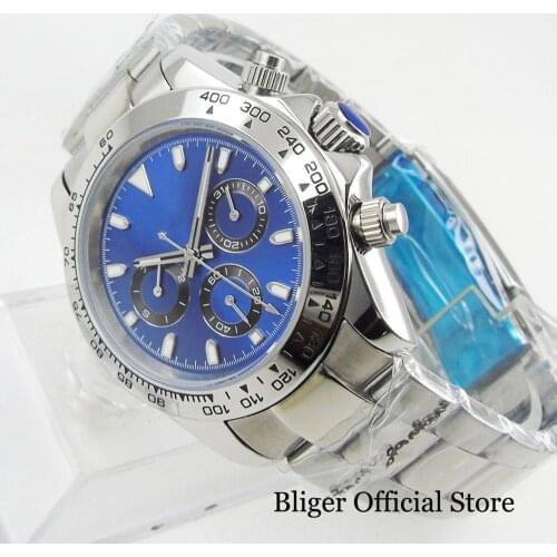 BLIGER Blue Sterile Dial With Silver Color Case Self Winding Automatic Mens Watch Auto Date 39mm Wristwatch