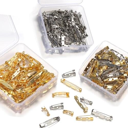 100pcs/Box 20 25 30 35mm Mix Size Brooch Pins Base Set Gold Color Safety Pins Brooch for Jewelry Making DIY Brooch Accessories