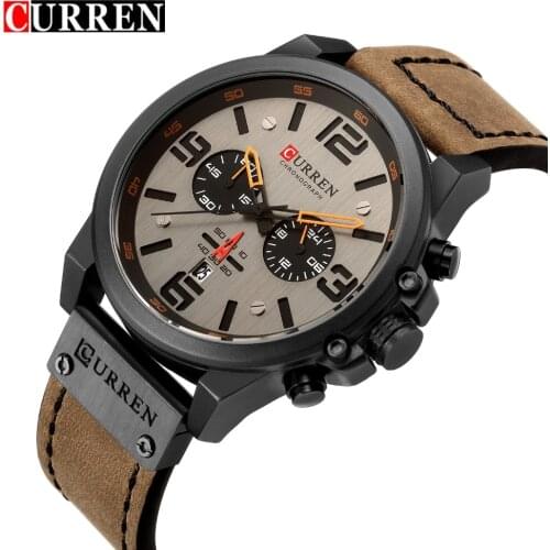 CURREN 8314 Men Watch Top Luxury Brand Mens Military Sport Wristwatch Genuine Leather Quartz Watch Waterproof Relogio Masculino