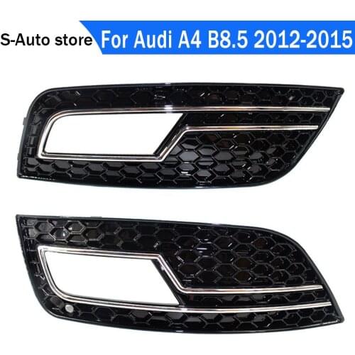 A Pair Black + Chrome Wire S4 RS4 Modified Fog Lamp Cover Car Front Fog Lamp Cover Mesh Grille For Audi A4 B8.5 2012-2015