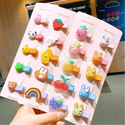 Kids Children Girls BB Hair Clips Hairpins Animal Fruits Baby Food Princess Korean Cute Crown Accessories Wholesale Gifts