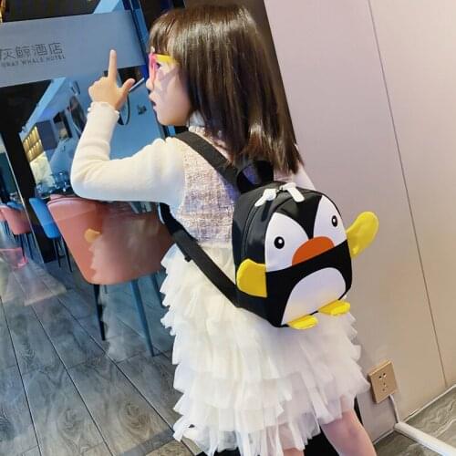 Cartoon childrens backpack outdoor travel backpack cute animal penguin sling bag male and female baby kindergarten school bag