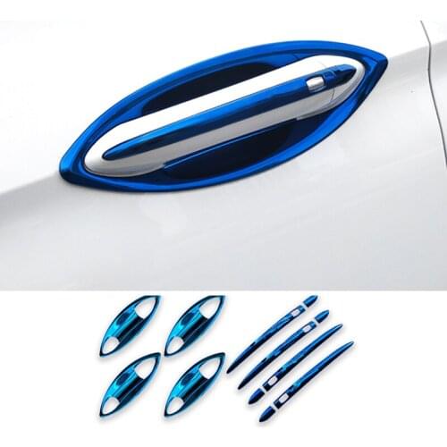 For Buick Regal 2017-2021 Blue Steel Car Outside Door Bowl Cup Cover Trim 8PCS Car Styling Accessories
