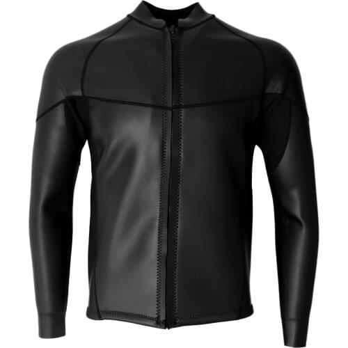 Mens 2mm Black Neoprene Wetsuit Top Jacket Smooth Skin for Diving Surfing S-XXXL All Sizes