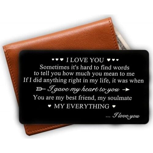 Engraved "I Love You" Gifts Engraved Wallet Inserts Permanent Engraving Anniversary Gifts party favors Gift for Husband Men