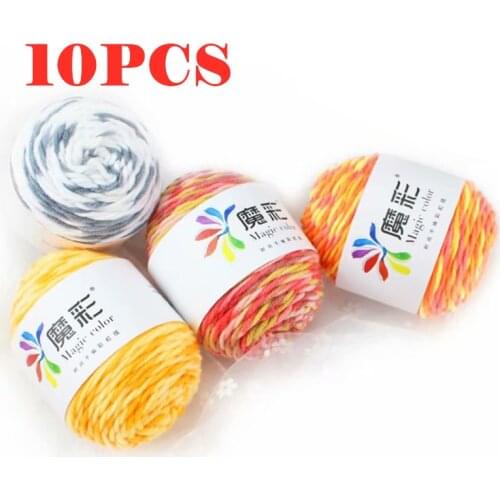 10PCS Rainbow Color Hand-woven Cotton Yarn Soft Crochet Baby Yarn For Hand Knitting Warm Sweater Sofa Scarf DIY