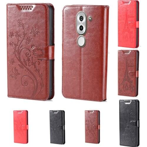 Intaglio icon butterfly flower Tower Flip Leather Wallet Phone Case For Huawei Honor 6X Phone cover with card slot