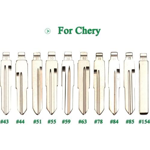Bilchave 10pcs For Chery A3 A5 FULWIN TIGGO E5 A1 COWIN EASTER QQ3 QQ6 A21 S21 Replacement Fob Flip KD Remote Car Key Blade