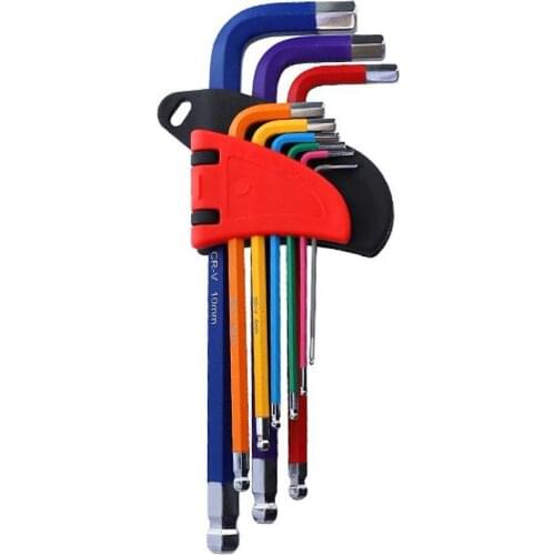 KKmoon Long Arm Allen Wrench Set 9 Different Sizes Universal Wrenches L-Key Chrome Vanadium Steel Metric Hex Key Kit (Red)