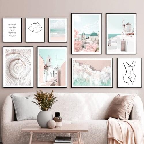 Sea Beach Spindrift Line Girl House Home Wall Art Canvas Painting Nordic Posters And Prints Wall Pictures For Living Room Decor