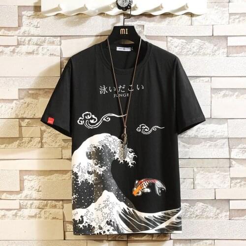 Men T Shirt Hip-Hop Cotton T-shirt O-neck Summer Japanese Male Causal Tshirts 5XL Fashion Loose Tees