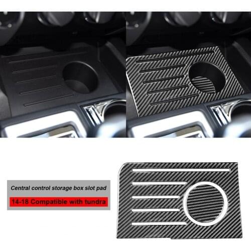 2Pcs Panel Decal Protective Non-corrosive Carbon Fiber Central Control Storage Box Slot Mat Cover for Toyota Tundra 2014-2018