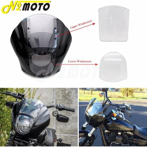Quarter Fairing Replacement Windshield Wind Screen for Harley Sportster XL 1200 883 Iron 86-17 Dyna Low Rider Super Wide Glide