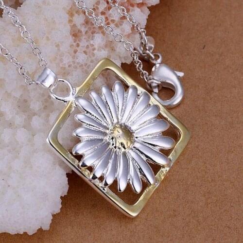 Necklace silver plated trendy jewelry pendant necklaces chrysanthemum 18 inches jewelry wholesale free shipping poij LP134