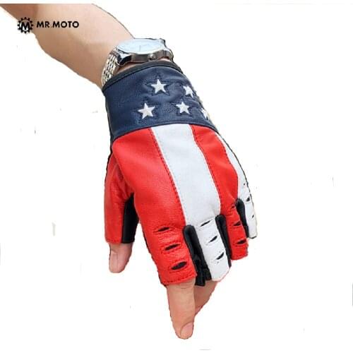 2019 New Summer MR.MOTO half finger full leather motorcycle gloves off-road racing riding Motorbike glove Anti-fall breathable