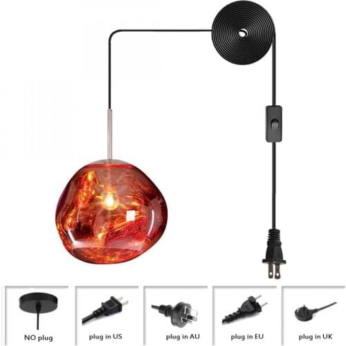Hanging Lamp Fixture with Plug In Cord Acrylic Lava Irregular Shape Ceiling Light Fixture 1-Light Foyer Pendant Light Rose Gold