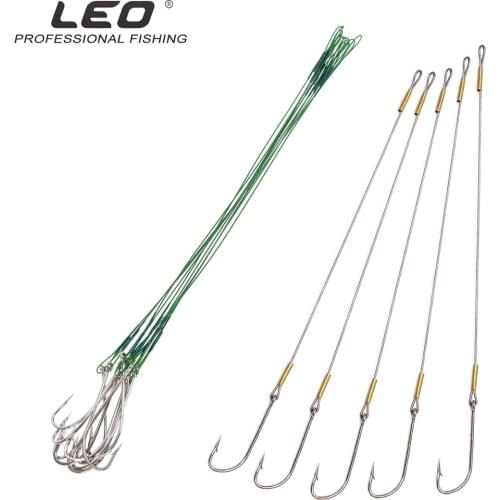 LEO10/5pcs 27cm Anti Bite Steel Wire Leader Leashes For Sea Fishing With Baitholder Hook Swivel Fishing Line Saltwater Pike Bass