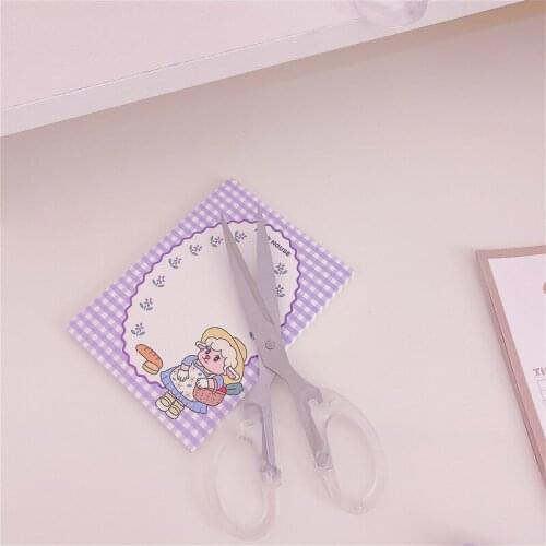 Simple Stainless Steel Scissors Transparent Plastic Art Scissors Paper Cutting Student Stationery Home Office DIY Craft Supplies