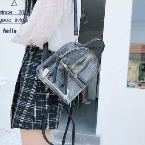 Ladsoul Clear Transparent Pvc Backpack Women Schoolbags Teen Girls Candy Color Jelly Bags Bookbag Ladytravel Backpack Beach Bags