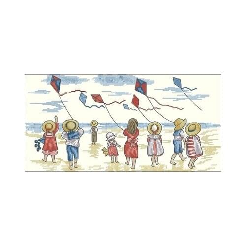 -Yesterday Series-Kite Flying Needlework,For Embroidery,DIY 14CT Unprinted Arts Cross stitch kits Set Cross-Stitching