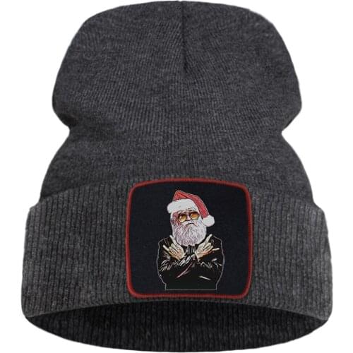 Rock Santa Christmas Theme Printing Unisex Winter Hat Outdoor Warm Beanie Hat Cartoon Hip Hop Knitted Hats Comfort Quality Caps