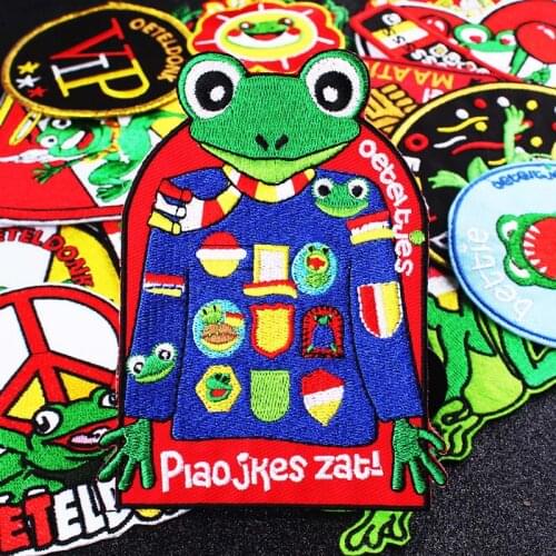 Frog Sewing On Stickers Stripes For Clothes Iron On Patches For Clothing Funny Cute Badges Accessories Cartoon Embroidery Patch
