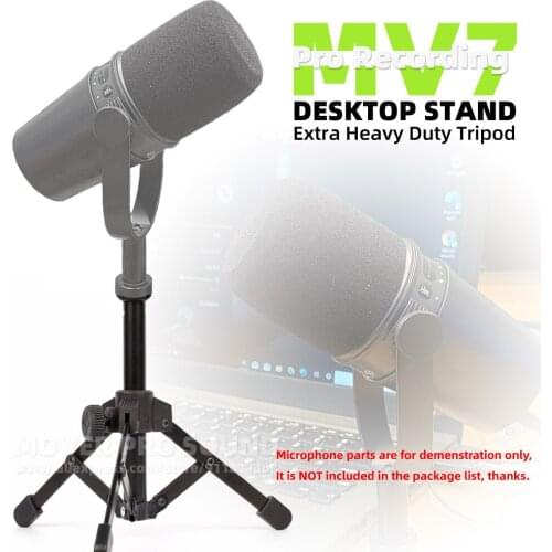Extra Heavy Duty Table Top Desktop Mic Tripod Bracket Boom Hold For SHURE MV7 MV 7 Dynamic USB Microphone Stand Mount Holder