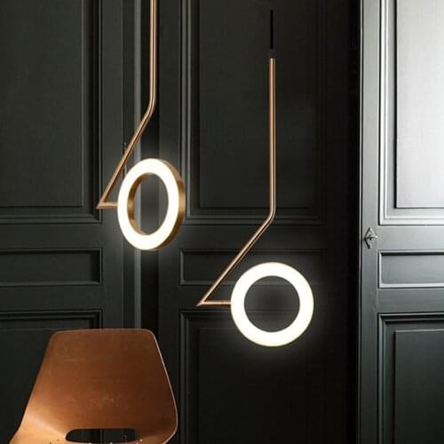 Led Pendant Lights Nordic Aluminum Rings Shine Brass Hanging Lamps Bedroom Study Bar Dining Room Chandeliers Home Decor Fixtures