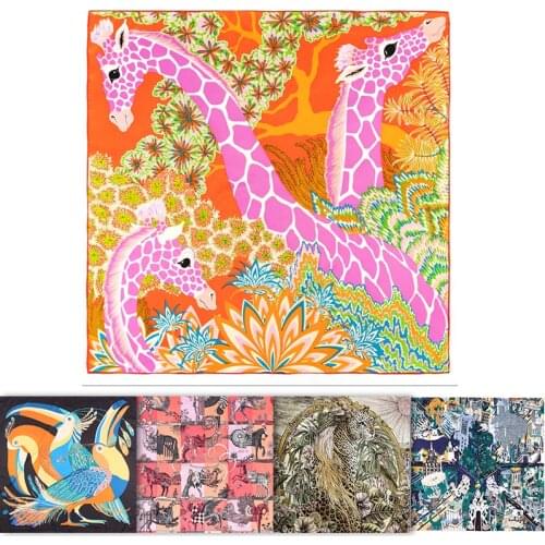 Twill Silk Scarf 90 90cm Silk Scarf Hand Rolled Edges Designer Silk Head Scarfs For Women Vintage Neck Scarfs