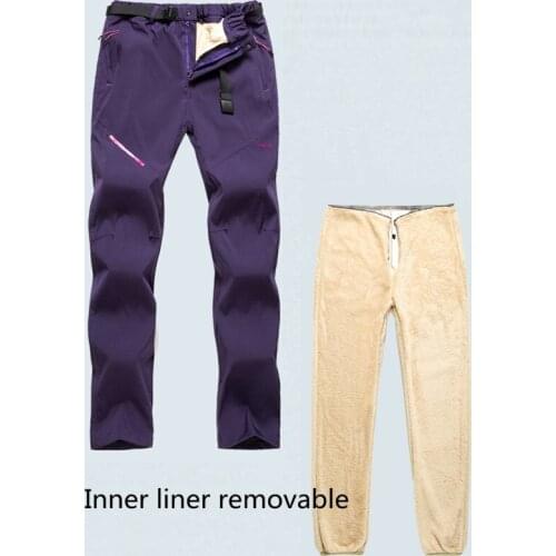 Outdoor Tactical Charge Pants Thicken Warm Waterproof Removable Lamb Cashmere Inner Tank Hiking Trekking Fishing Couple Trousers