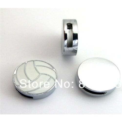 As gift wholesales New hotsales! zinc alloy 8mm slide Charms 50pcs volleyball fit wristband petcollar keychain