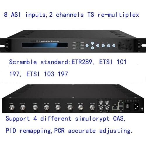 VEK-3712A ASI Input multiplexer scrambler, TS re-multiplexing, TS re-multipler, accurate PCR adjusting , PID filtering, re-mapp