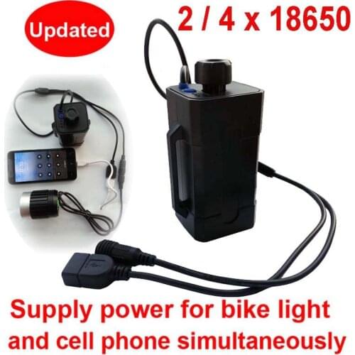 Waterproof Rechargeable Power Bank Shell 8.4V DC 5V USB 18650 Battery Pack Box for Bicycle Light Bike Lamp Not Includes Battery