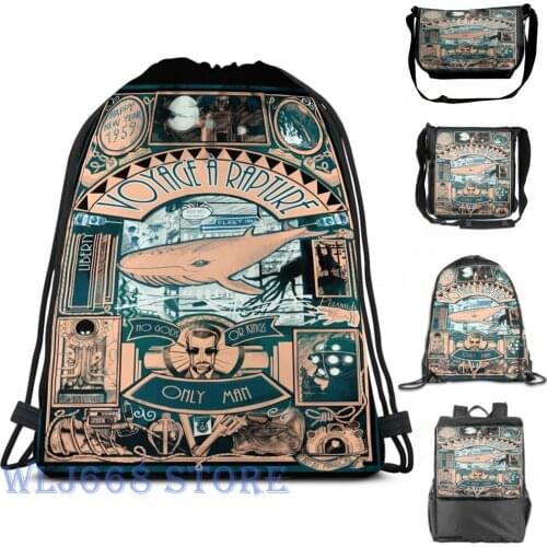 Funny graphic print shoulder Bags women BIOSHOCK JULES VERNE STYLE Single shoulder backpack travel for men Gym Bag