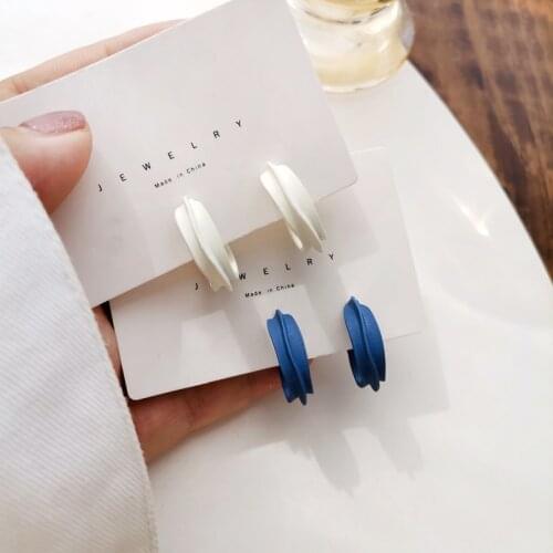 Mihan S925 needle Women Hoop Earrings Popular Design Vintage Temperament White Blue Earrings For Girl Gift Fine Jewelry