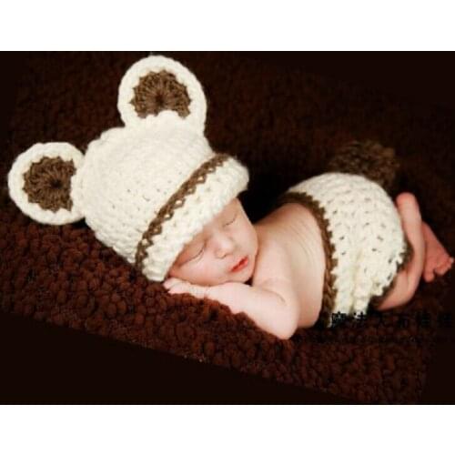 Lovely Rabbit Infant Clothing Newborn Photography Prop Soft Costume Hat Pants Crochet Knitted Baby Photo Prop Party Decoration